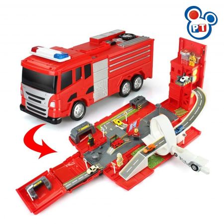 مجموعة ألعاب شاحنة إطفاء متحول إلى محطة إطفاء